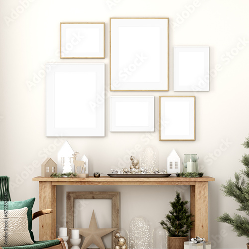 Christmas frame mockup in Boho style