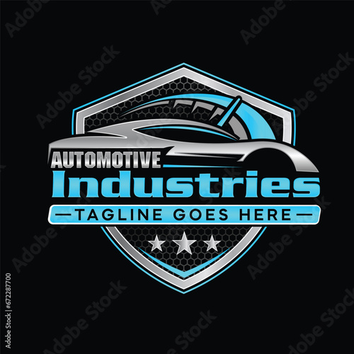 Vector illustration of an automotive industry logo with a badge