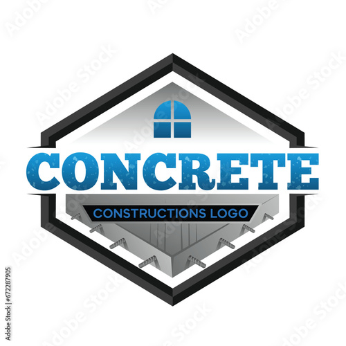 Vector illustration of a contemporary logo featuring the words Concrete Constructions