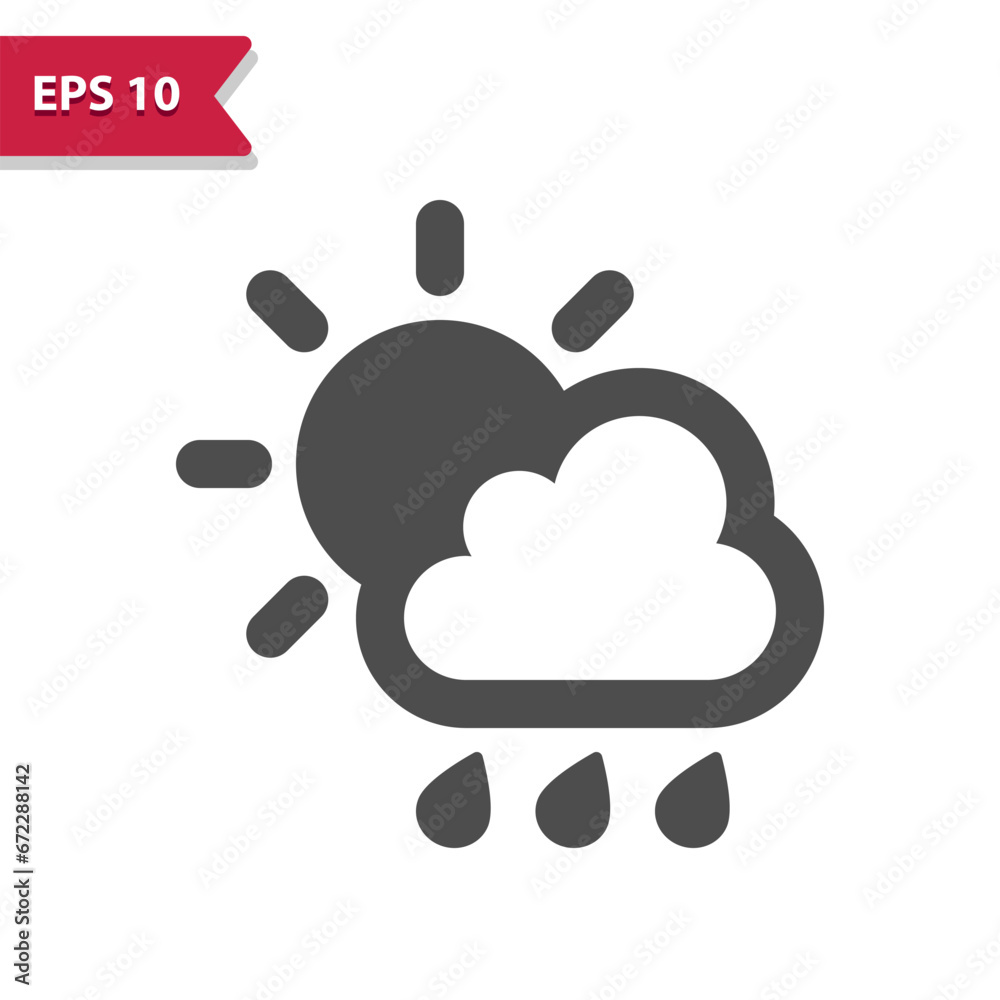 Obraz premium Raining Icon - Rain, Weather, Cloud, Cloudy, Sun, Sunny