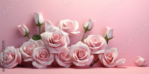 white pad with pink roses paper and blossoms on pink background