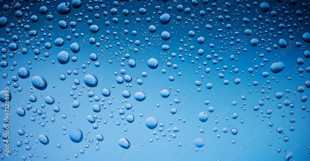 Water drops on blue.