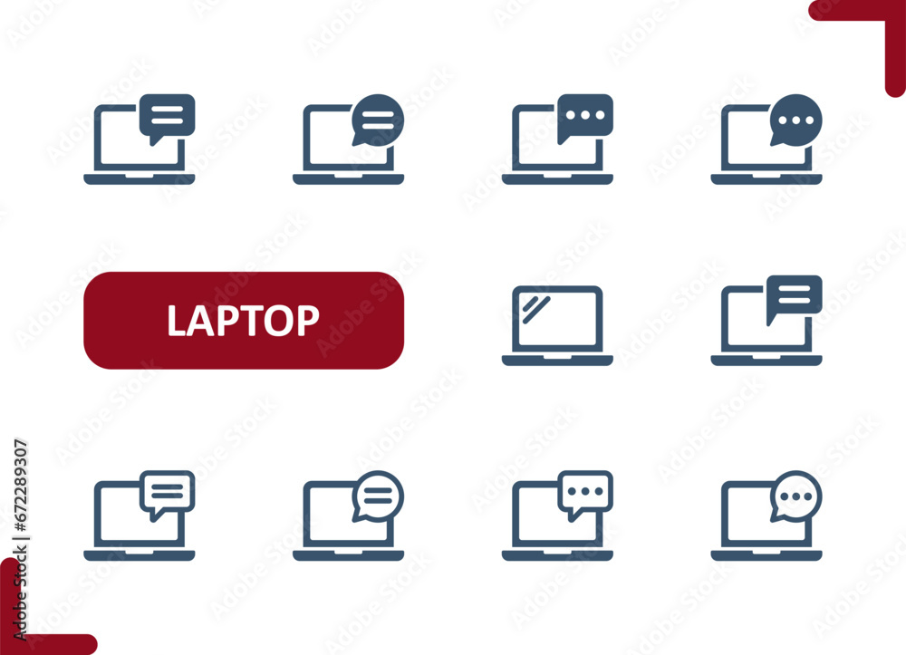 Laptop Icons. Computer, Chat Bubble, Speech Bubble, Message Icon Laptop Icons. Computer, Chat Bubble, Speech Bubble, Message Icon