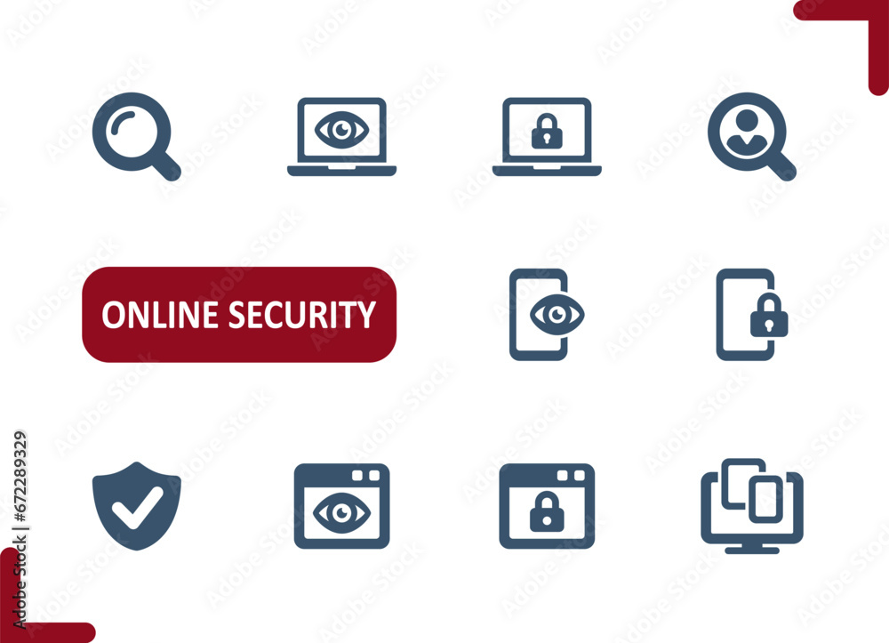 Online Security Icons. Data, Virus, Antivirus, Scan, Internet, Hacking Icon