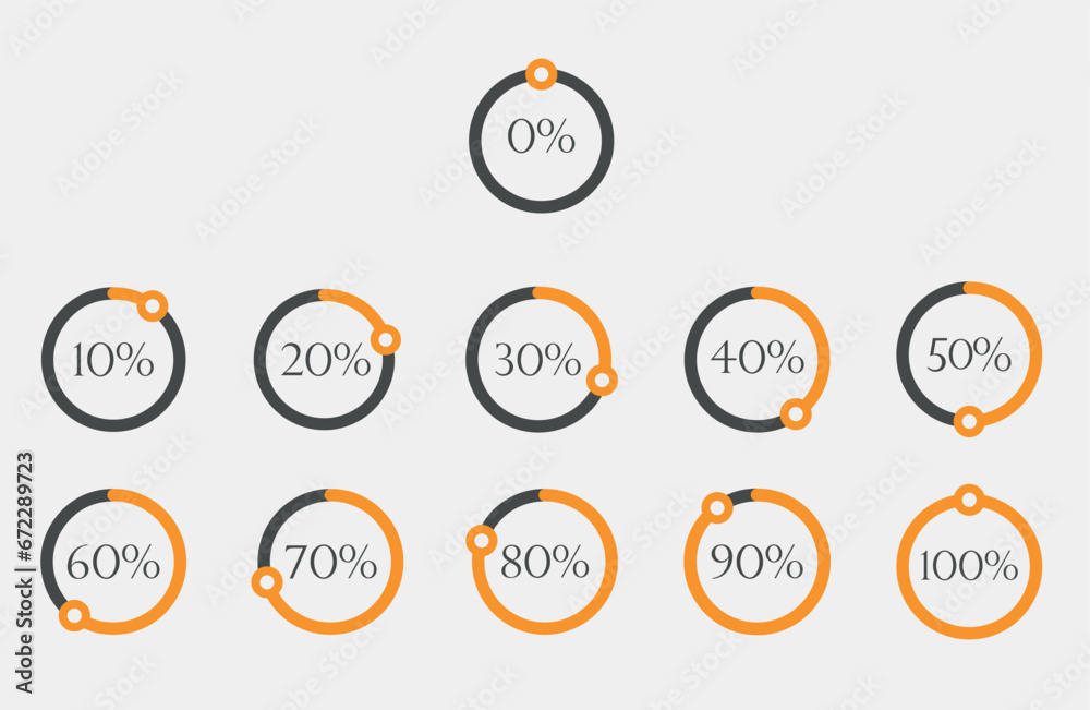 Set of circle percentage diagrams. Infographic elements. Vector illustration.