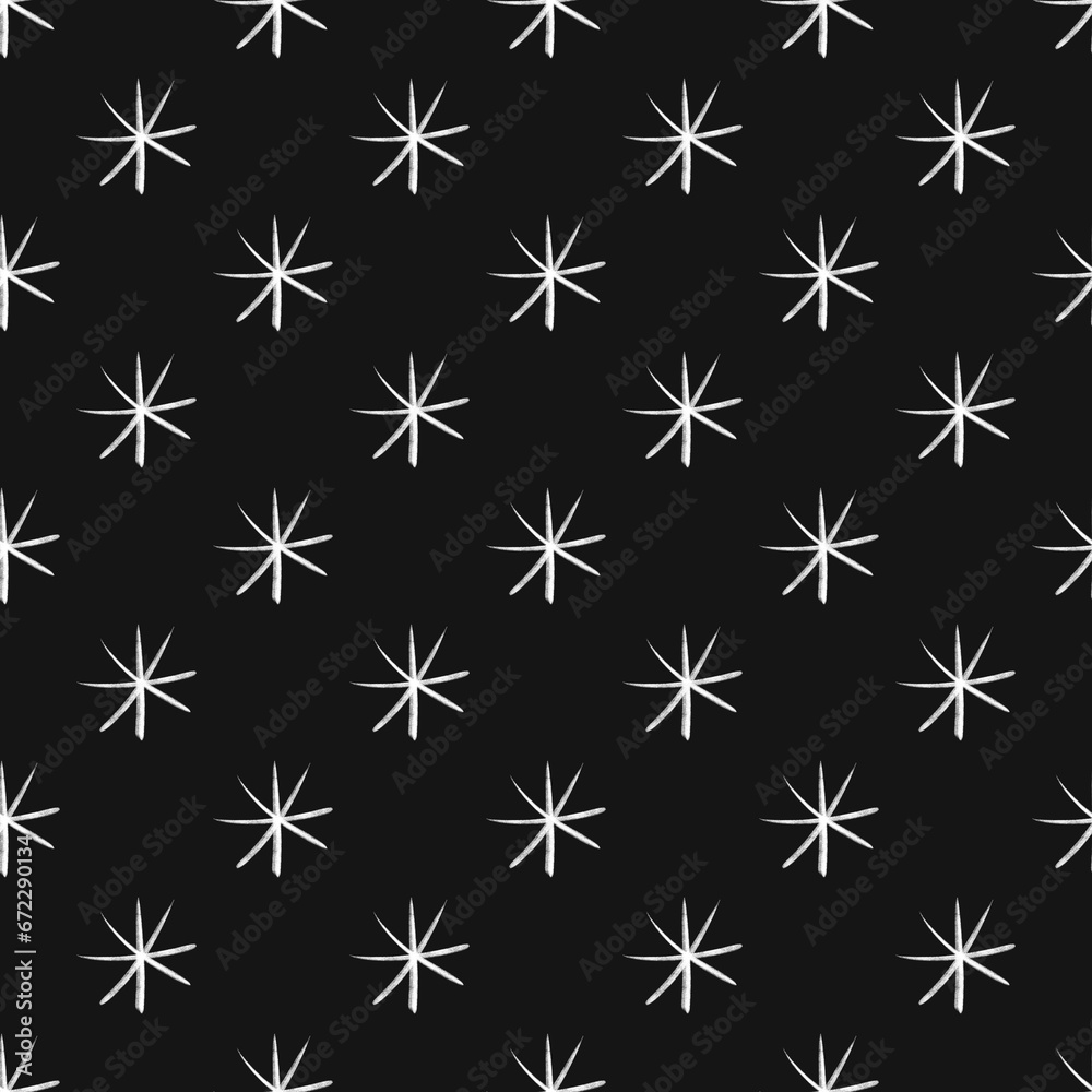 Snowflakes on black background seamless pattern Snowflakes on black background seamless pattern