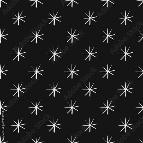 Snowflakes on black background seamless pattern