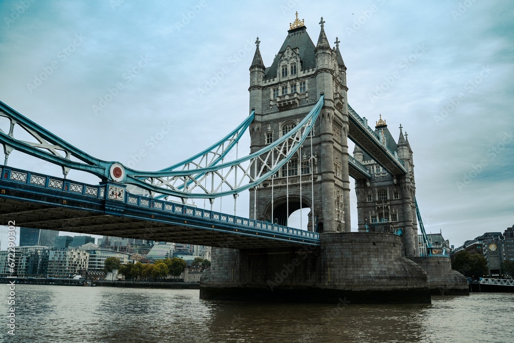 Tower Bridge across the River Thames in London, England.