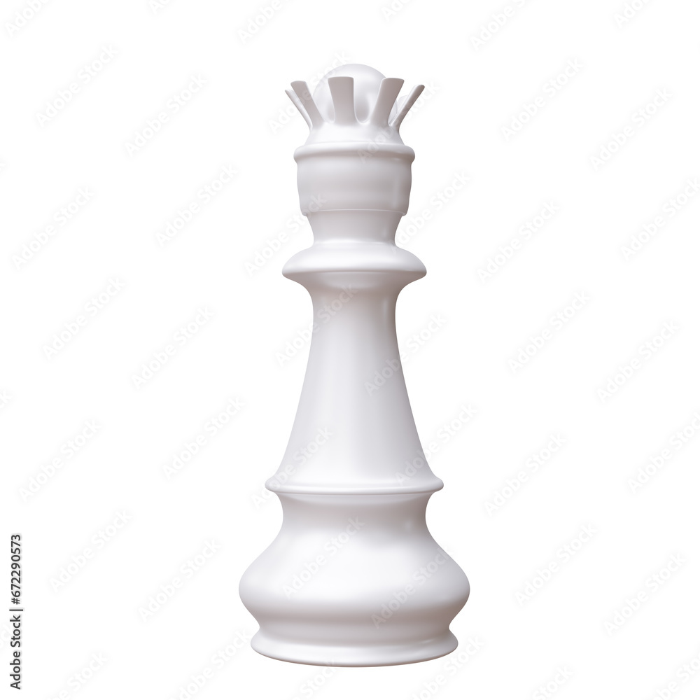 White chess queen isolated on white transparent background. PNG. Business strategy concept White chess queen isolated on white transparent background. PNG. Business strategy concept