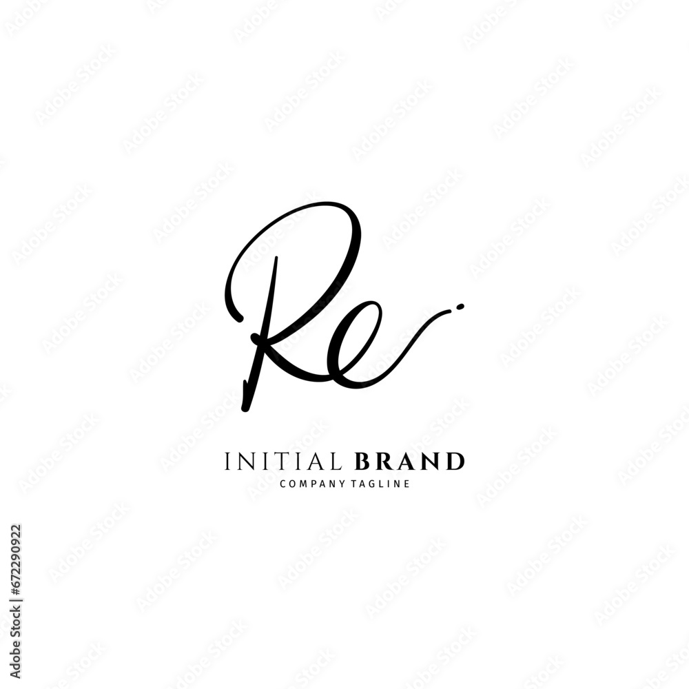 RE initial signature logo. Handwriting logo template vector RE initial signature logo. Handwriting logo template vector