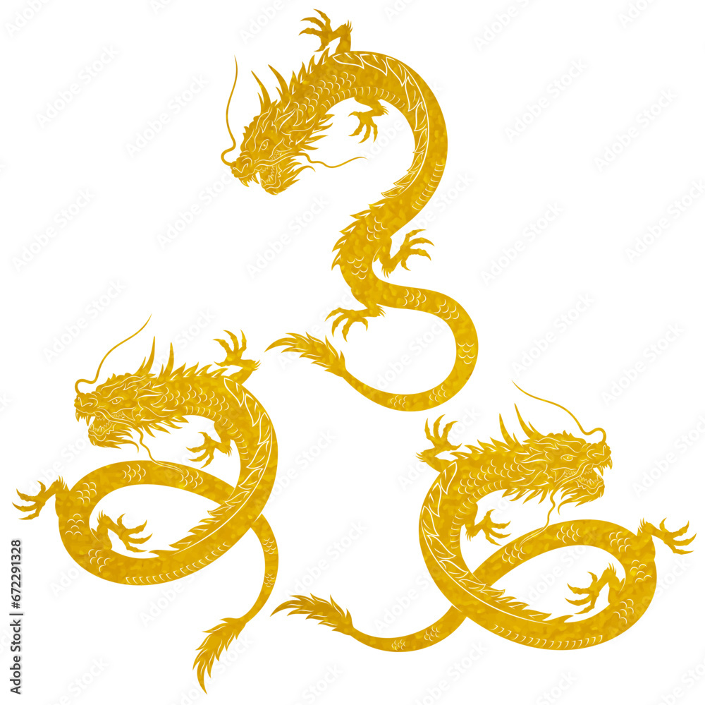 Fototapeta premium golden dragon on white background