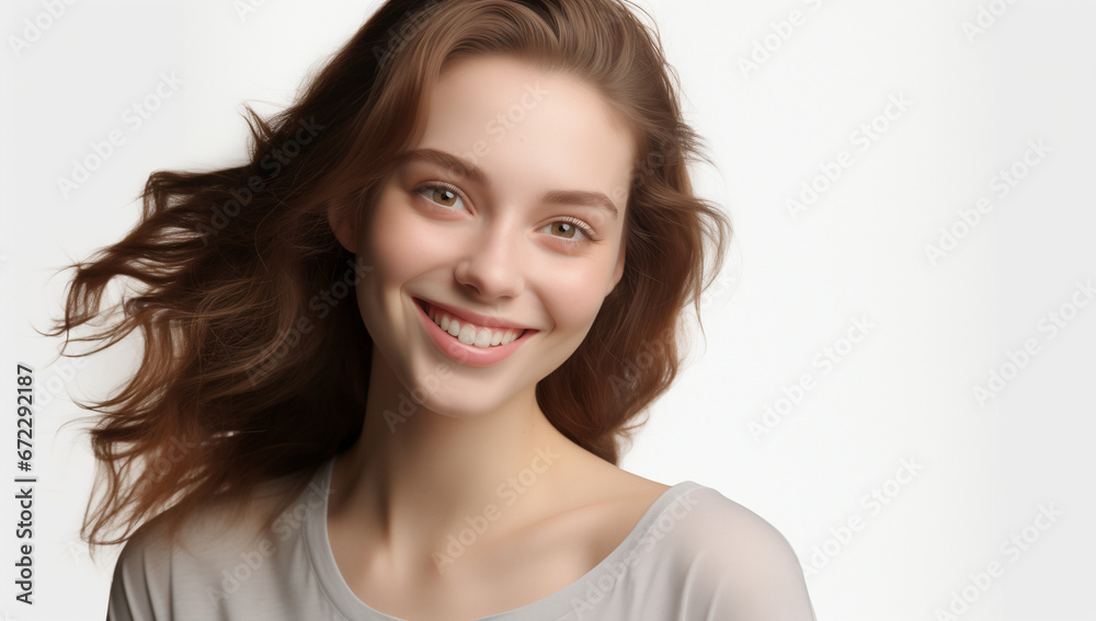 a woman smiles into the camera, generative AI