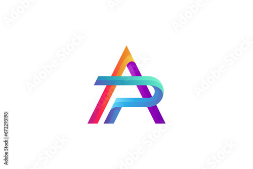AP or PA initial uppercase letter logo in gradient colorful monogram design