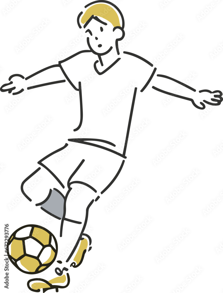 サッカーをする少年のイラスト