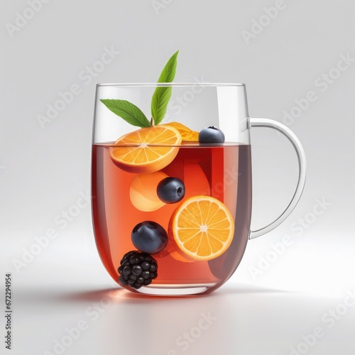 Refreshing Fruit Tea on a White Canvas