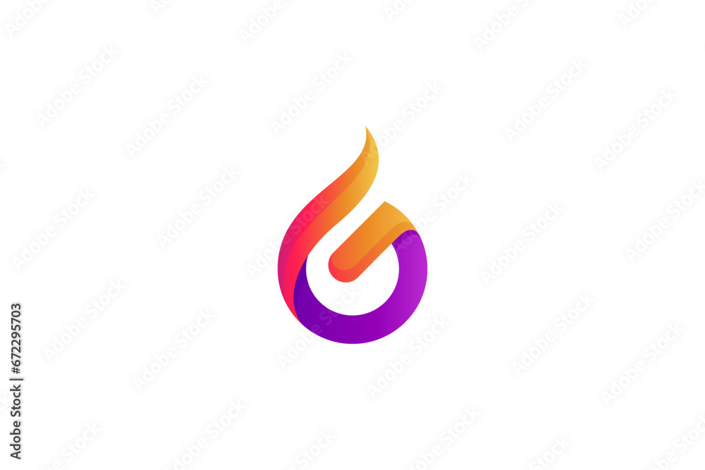 Letter G initial logo with flame shape in orange and purple gradient colors Letter G initial logo with flame shape in orange and purple gradient colors