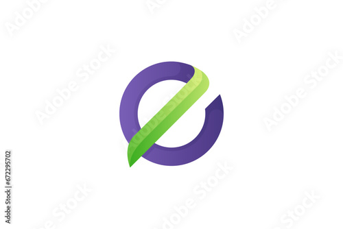 Initial lowercase letter e logo with circle shape in gradient color monogram design