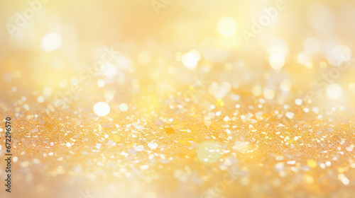  a blurry image of gold glitter with a yellow background. generative ai