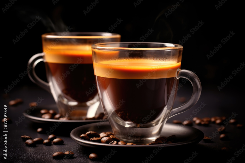 glass cups of espresso coffee, generative ai glass cups of espresso coffee, generative ai