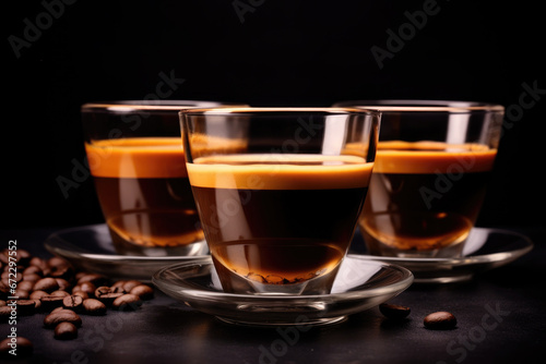 glass cups of espresso coffee, generative ai