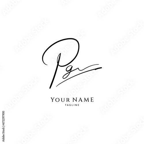 PG handwritten logo template. Initial signature vector