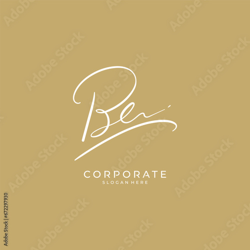 Handwritten BE letter logo. Simple signature vector