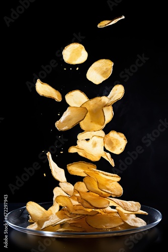 Close up of Thin-Cut Deep-Fried Mouthwatering Irresistible Chips. Macro Shot of a Heap of Tempting Savory and Addictive Fries.