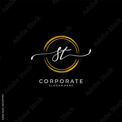 ST initial handwriting logo. Monogram letter signature vector