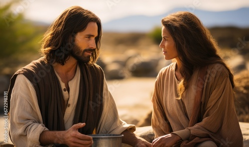 Samaritan of the well. Jesus Christ and the Samaritan woman. - symbolism of Jesus at the well with the Samaritan woman