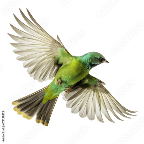 green bird on transparent background © Porechenskaya