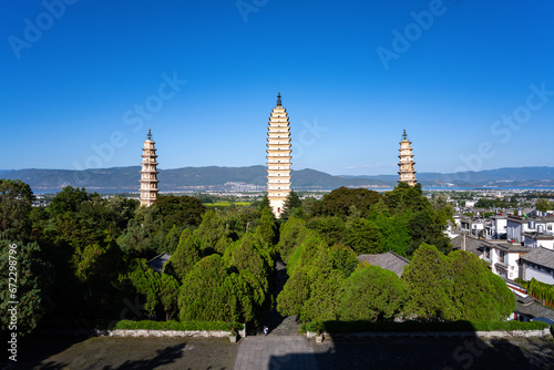White Three pagoda, Chong Sheng Temple, Dali city, China, an ancient famous tourist attraction