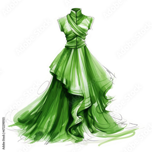 Green dress on transparent background