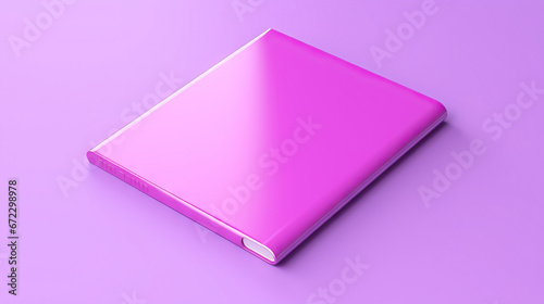  a pink laptop on a purple surface with a light reflection. generative ai