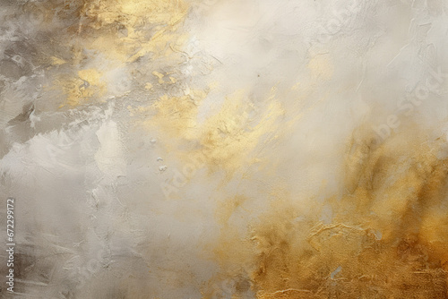 A gold and grey abstract painting.