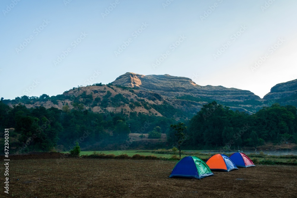 Idyllic camping scene is captured in Arthur Lake, Maharashtra, India
