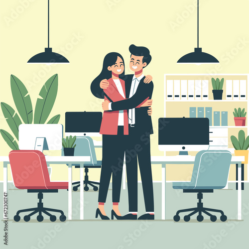 Office Celebration Hug Vector Design