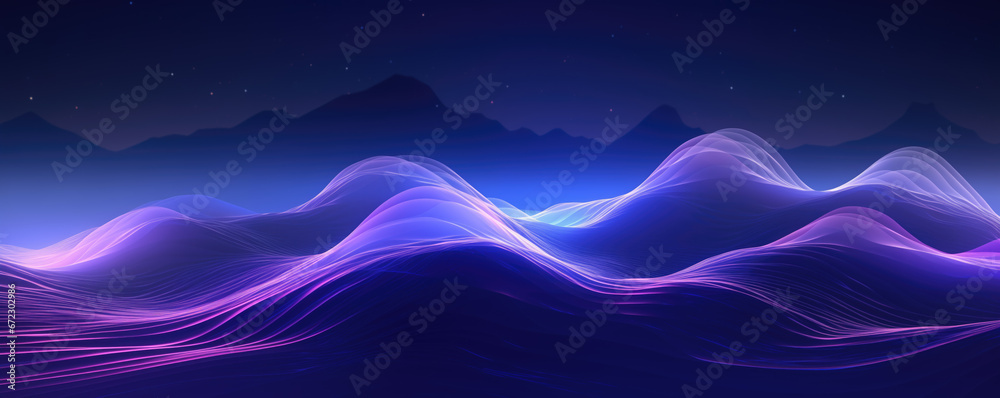  Luminous blue and purple waves set against a starry backdrop