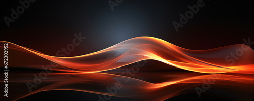  Fiery flow background.Glowing orange curves against a dark gradient