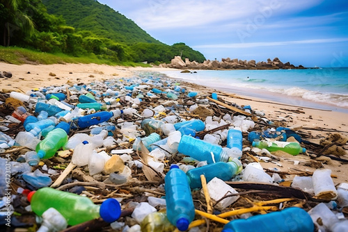 Plastic pollution environment sea garbage nature waste trash beach dirty