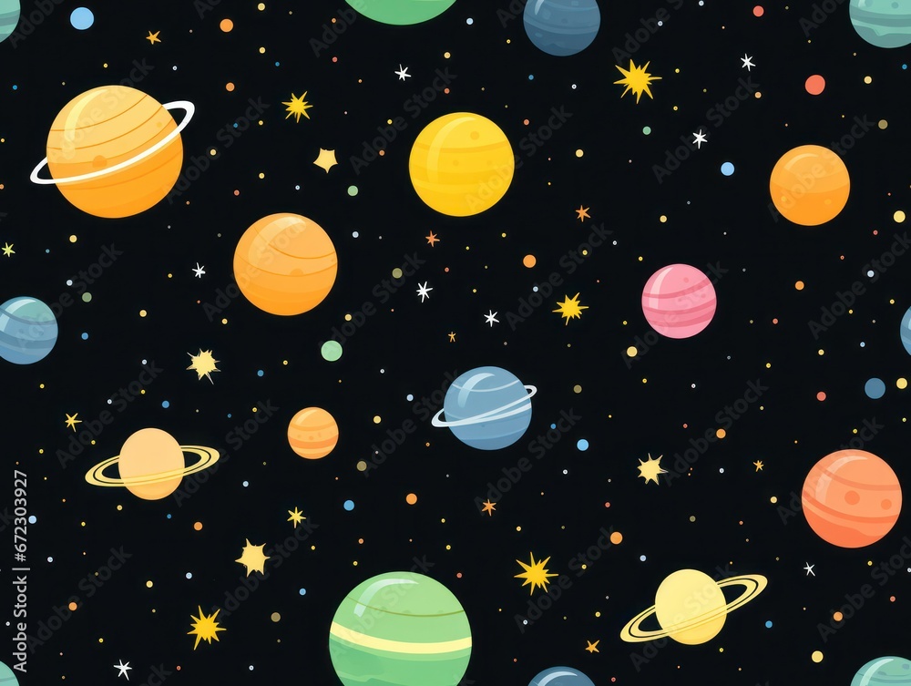 Cute Planet star seamless pattern template Cute Planet star seamless pattern template