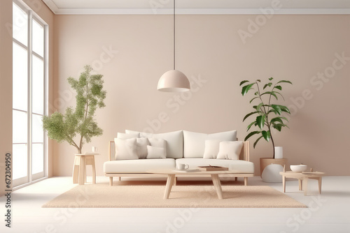 Empty interior room modern  white minimalist. 3d render illustration. Generative AI.