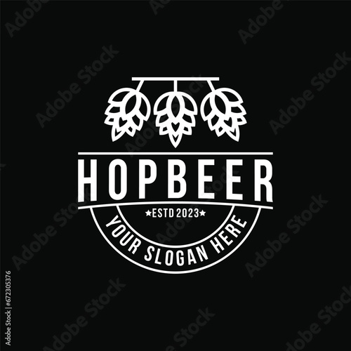 Modern vintage hop beer cone pine logo design ideas