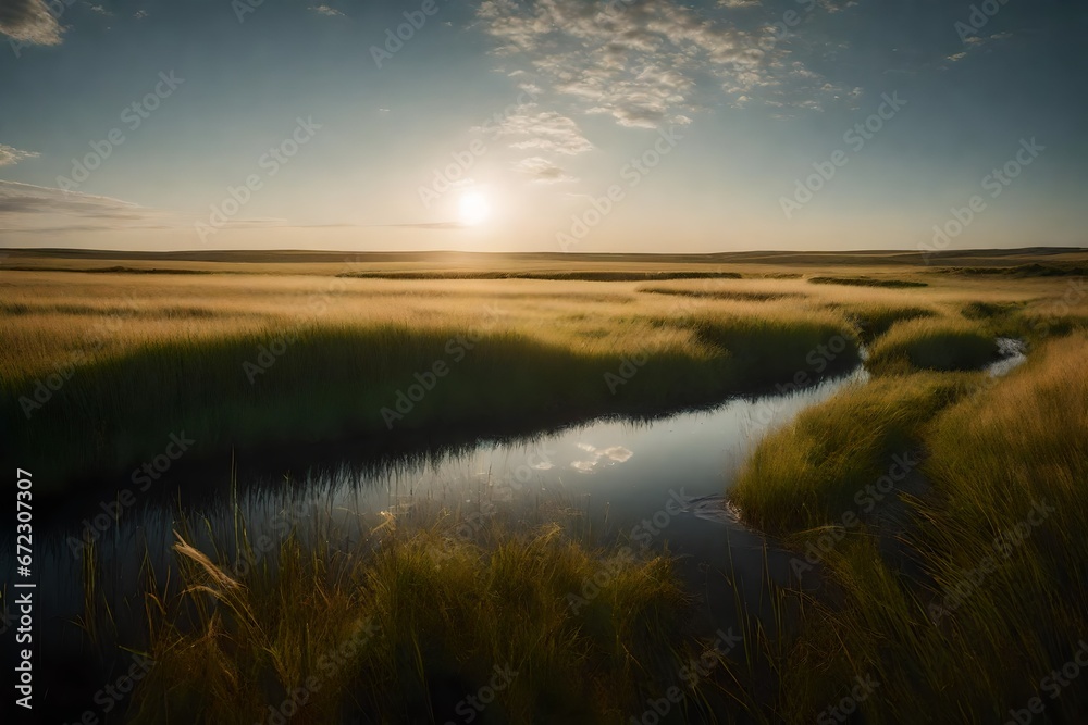 Fototapeta premium sunrise over swamp