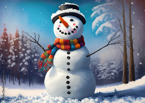 Snowman background by Generative AI 