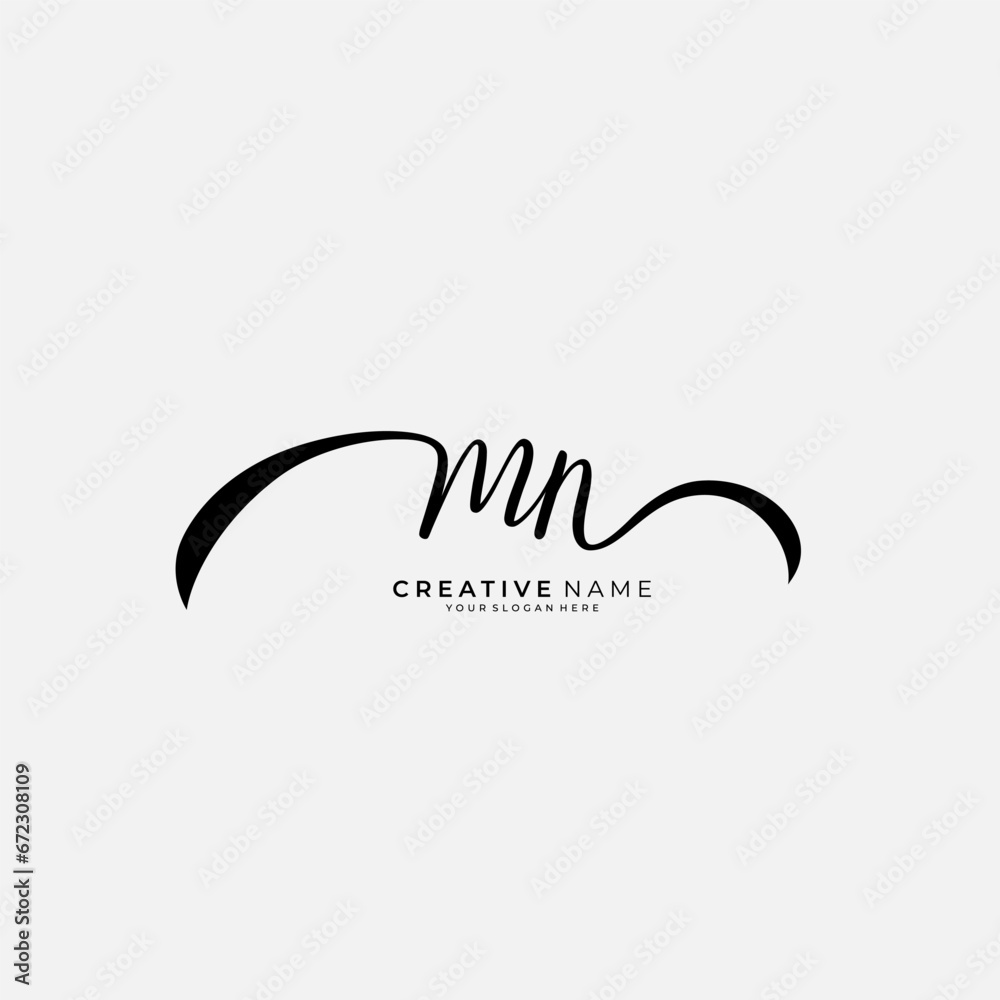 MN initial signature logo. Handwriting logo template vector MN initial signature logo. Handwriting logo template vector