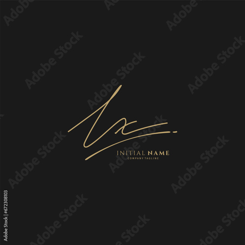 LX initial handwriting logo. Monogram letter signature vector