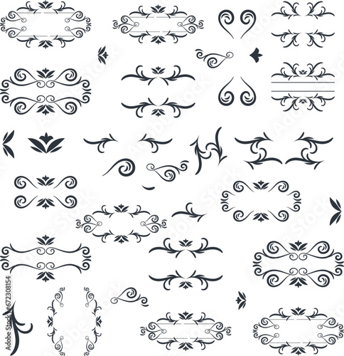 Set of decorative elements for design. Collection of ornamental elements for design.
