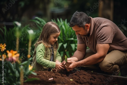 Father and Daughter Bonding Over Garden Planting