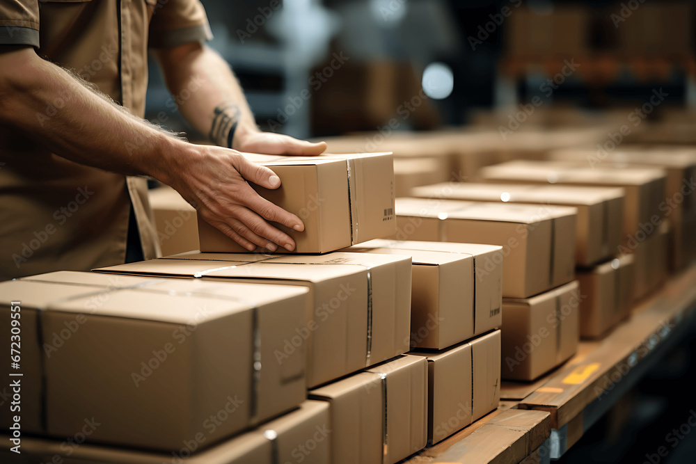 Escenas de trabajadores con paquetes para distribuir Escenas de trabajadores con paquetes para distribuir