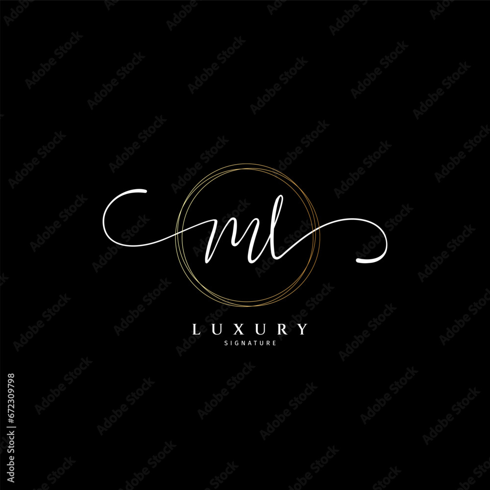 ML initial handwriting logo. Monogram letter signature vector ML initial handwriting logo. Monogram letter signature vector